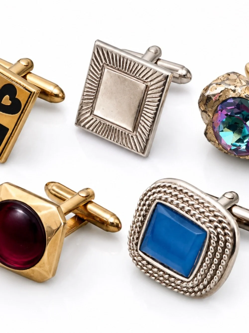 Vintage Swank Mid-Century Cufflink Singles Lot of 5 Mixed Designs